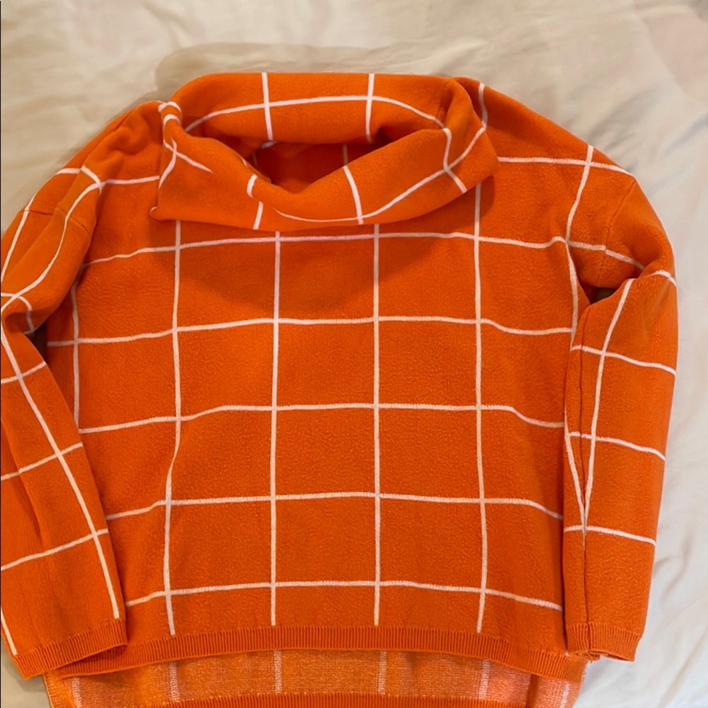 Orange Grid Pattern pullover cowel neck from Amazon